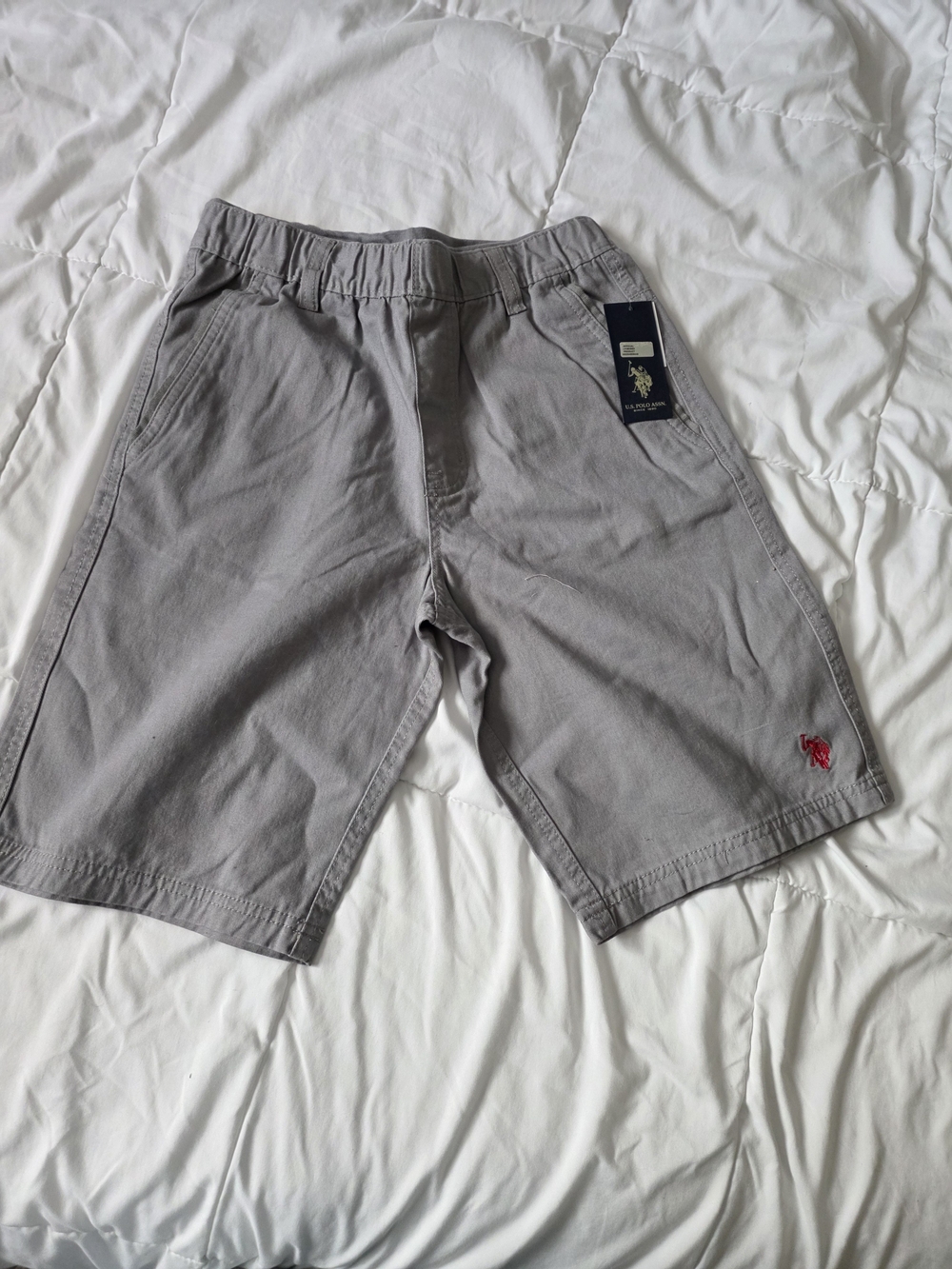 U.S. Polo Assn. Light Gray Elastic-Waist Flat Front Shorts